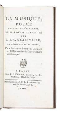 La Musique, poème Traduit de l'Espagnol de D. Thomas Yriarté par J.B.C.Grainville, et accompagné de notes par le citoyen Langlé, Membre et ...
