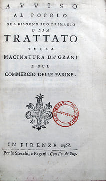 Avviso al popolo sul bisogno suo primario, o sia Trattato sulla macinatura de' grani e sul commercio delle farine.. BAUDEAU (Abbé Nicolas)