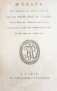 1- Copie des pièces saisies dans le local que Baboeuf [sic] occupait lors de son arrestation. Paris, Imprimerie Nationale, Frimaire (t. 1) et Nivôse ...