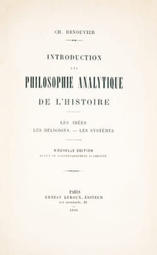 Introduction à la philosophie analytique de l'histoire. Les idées. Les religions. Les Systèmes. (1 volume) -- Philosophie analytique de l'histoire (4 ...