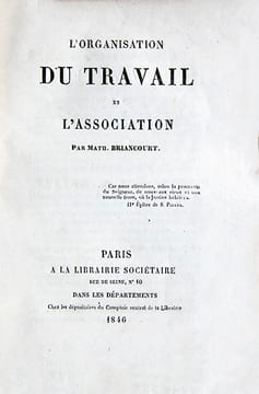 L'organisation du travail et l'association.. BRIANCOURT (Mathieu)
