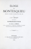 Eloge de Montesquieu. Présenté à l'Académie de Bordeaux le 28 mars 1785. Publié avec une introduction par Arthur de Brézetz (...).. MARAT (Jean-Paul)