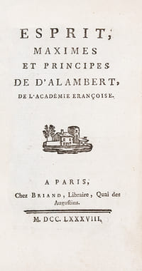 Esprit, maximes et principes de d'Alambert [sic pour d'Alembert], de l'Académie françoise.