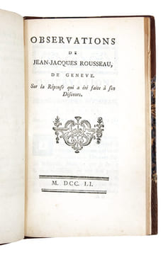 1- ROUSSEAU (Jean-Jacques). Discours qui a remporté le prix de l'Académie de Dijon. En l'année 1750. Sur cette Question proposée par la même Académie: ...