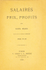 Salaires, Prix, Profits. Par Karl Marx. Traduction de Charles Longuet.. MARX (Karl)