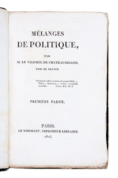 Mélanges de politique.. CHATEAUBRIAND (François-René, vicomte de)
