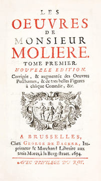 Les Oeuvres. Nouvelle édition. Corrigée, & augmentée des oeuvres Posthumes, & de tres belles Figures à châque Comedie, &c.. MOLIERE (Jean-Baptiste ...
