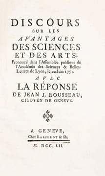 1- Lettre sur la musique françoise [i.e. française]. S.l., 1753. (2) f., (4), 92 p. [Précédé de]2- J. J. Rousseau citoyen de Genève, à Mr. D'Alembert, ...