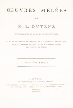 Oeuvres mêlées [dont "Des Pierres précieuses et des Pierres fines, avec les moyens de les connoître et de les évaluer"].. DUTENS (Louis)