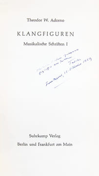 Klangfiguren. Musikalische Schriften I.. ADORNO (Theodor W.).