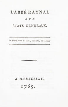 L'abbé Raynal aux Etats Généraux.. RAYNAL (Guillaume Thomas), [DIDEROT (Denis)]