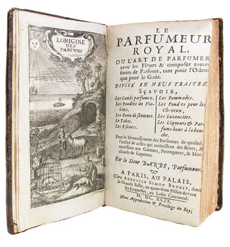 Le parfumeur royal, ou L'art de parfumer avec les fleurs & composer toutes sortes de parfums, tant pour l'odeur que pour le goût ().. BARBE (Simon).