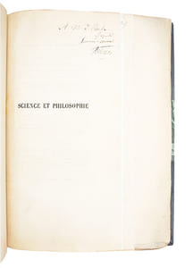 Science et Philosophie. (EXEMPLAIRE D'EPREUVE)