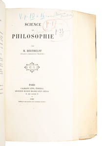 Science et Philosophie. (EXEMPLAIRE D'EPREUVE)