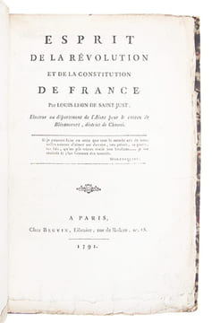 Esprit de la révolution et de la constitution de la France. Par Louis-Léon de Saint-Just. Electeur du département de l'Aisne pour le canton de ...
