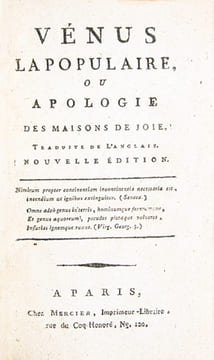 Vénus la populaire, ou Apologie des maisons de joie. Traduite de l'anglais. Nouvelle édition.. [MANDEVILLE (Bernard de)]