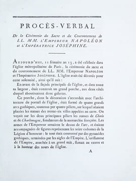 Procès-verbal de la cérémonie du sacre et du couronnement de LL. MM. l'Empereur Napoléon et l'Impératrice Joséphine. (EXEMPLAIRE SUR GRAND PAPIER ...