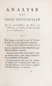Analyse des idées principales sur la Reconnaissance des Droits de l'Homme en Société, & sur les bases de la Constitution.