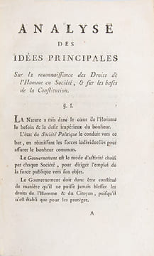 Analyse des idées principales sur la Reconnaissance des Droits de l'Homme en Société, & sur les bases de la Constitution.. [THOURET (Jacques ...