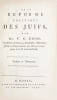 De la r&eacute;forme politique des Juifs. Traduit de l'allemand [par Jean BERNOULLI].. DOHM (Christian Wilhelm von), MENDELSSOHN (Moses)