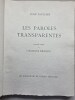 LES PAROLES TRANSPARENTES . Lithographies originales de Georges Braque.. PAULHAN Jean 