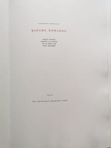 "MADAME EDWARDA.
Douze cuivres gravés à la pointe et au burin par Hans BELLMER."