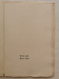 "NOTRE AMI RENE CHAR.
Avec une gravure sur celluloïde de Jean Hugo."