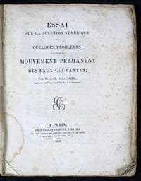 Essai sur la solution numérique de quelques problèmes relatifs au mouvement permanent des eaux courantes.
