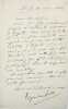 Lettre autographe signée. . LEGRAND DU SAULLE, Henri