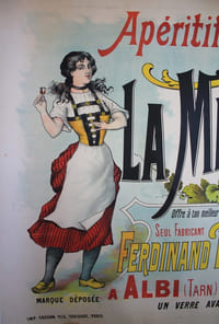 Apéritif sans Rival. La Mascotte. Offre à ton meilleur ami une Mascotte brune ou blonde selon ses goûts. Seul fabricant Ferdinand Blanchet, distillateur, à Albi (Tarn). Un verre avant chaque repas stimule l'appétit.