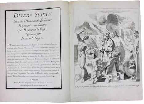Divers sujets tirés de l'Histoire de Toulouse representés en desseins par Raymond la Fage et gravés par François Ertinger.. LA FAGE, Raymond de