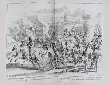 Divers sujets tirés de l'Histoire de Toulouse representés en desseins par Raymond la Fage et gravés par François Ertinger.. LA FAGE, Raymond de