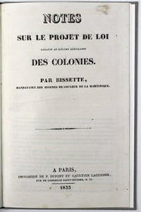 Notes sur le projet de loi relative au régime législatif des Colonies.