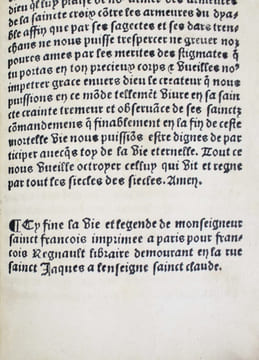 La vie et légende de monseigneur sainct françois.. SAINT-FRANCOIS