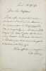 Lettre autographe sign&eacute;e.. LARREY, Hippolyte