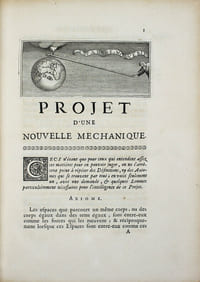 Projet d'une nouvelle méchanique avec un examen de l'opinion de M. Borelli, sur les propriétés des poids suspendus par des cordes.