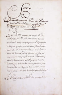 Secret de la négotiation pour le retour du Roy dans la ville de Paris, en lannée 1652. Et celle de la réduction de Bordeaux à lobeissance de sa majesté, en lan 1653.