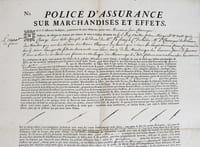Police d'assurance sur marchandises et effets.