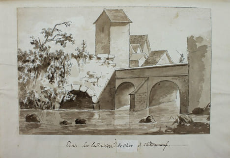 Manuscrit original de ses "Lettres sur les Départemens de la Creuse et du Puy-de-Dôme", avec des dessins originaux.. GAULT DE SAINT-GERMAIN