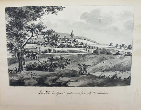 Manuscrit original de ses "Lettres sur les Départemens de la Creuse et du Puy-de-Dôme", avec des dessins originaux.. GAULT DE SAINT-GERMAIN