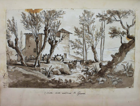 Manuscrit original de ses "Lettres sur les Départemens de la Creuse et du Puy-de-Dôme", avec des dessins originaux.. GAULT DE SAINT-GERMAIN