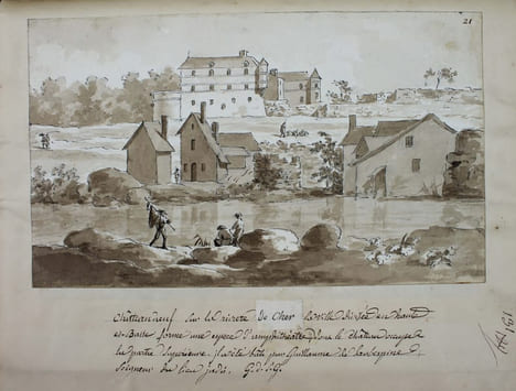 Manuscrit original de ses "Lettres sur les Départemens de la Creuse et du Puy-de-Dôme", avec des dessins originaux.. GAULT DE SAINT-GERMAIN