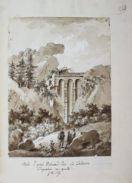 Manuscrit original de ses "Lettres sur les Départemens de la Creuse et du Puy-de-Dôme", avec des dessins originaux.. GAULT DE SAINT-GERMAIN