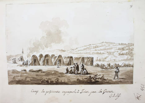 Manuscrit original de ses "Lettres sur les Départemens de la Creuse et du Puy-de-Dôme", avec des dessins originaux.. GAULT DE SAINT-GERMAIN