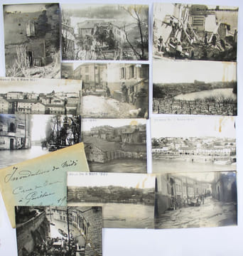 Crue de Mars 1930. 12 photographies - cartes postales de Jacqyes Reynaud montrant la crue du 3 mars puis la décrue du 5 Mars 1930.. GAILLAC
