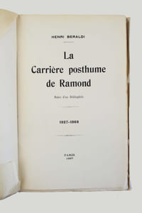 La carrière posthume de Ramond. Notes d'un bibliophile. 1827-1868.