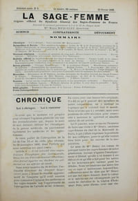La Sage-femme. Organe officiel du Syndicat général des sages-femmes de France.