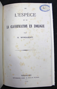 De l'espèce et de la classification en zoologie.