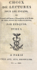 Choix de lectures pour les enfans, ou Recueil de contes, d'anecdotes et de traits de vertu, choisis des meilleurs auteurs.. BERQUIN (Arnaud).