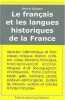 Le français et les langues historiques de la France. Abalain Hervé